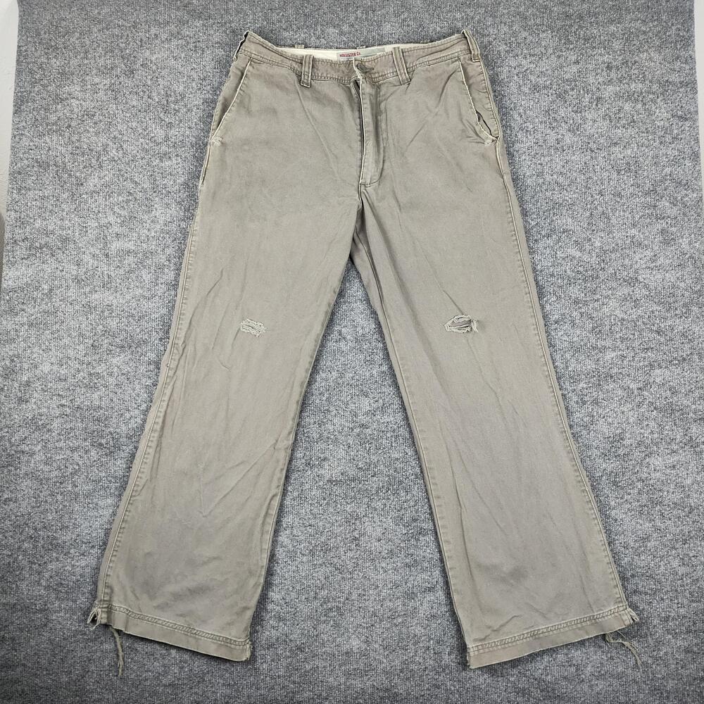 Hollister Pants Mens 32x32 Beige Relaxed Fit Canvas Chino Drawstring Hem